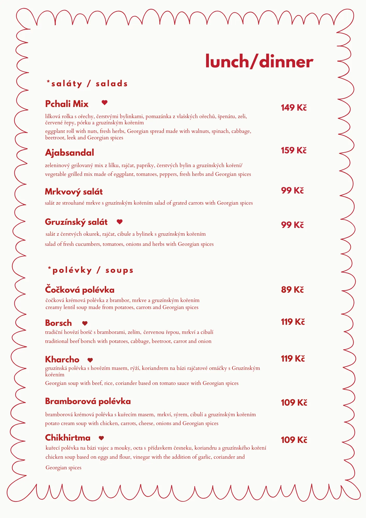 Původní menu plakát MATOKA číslo 2