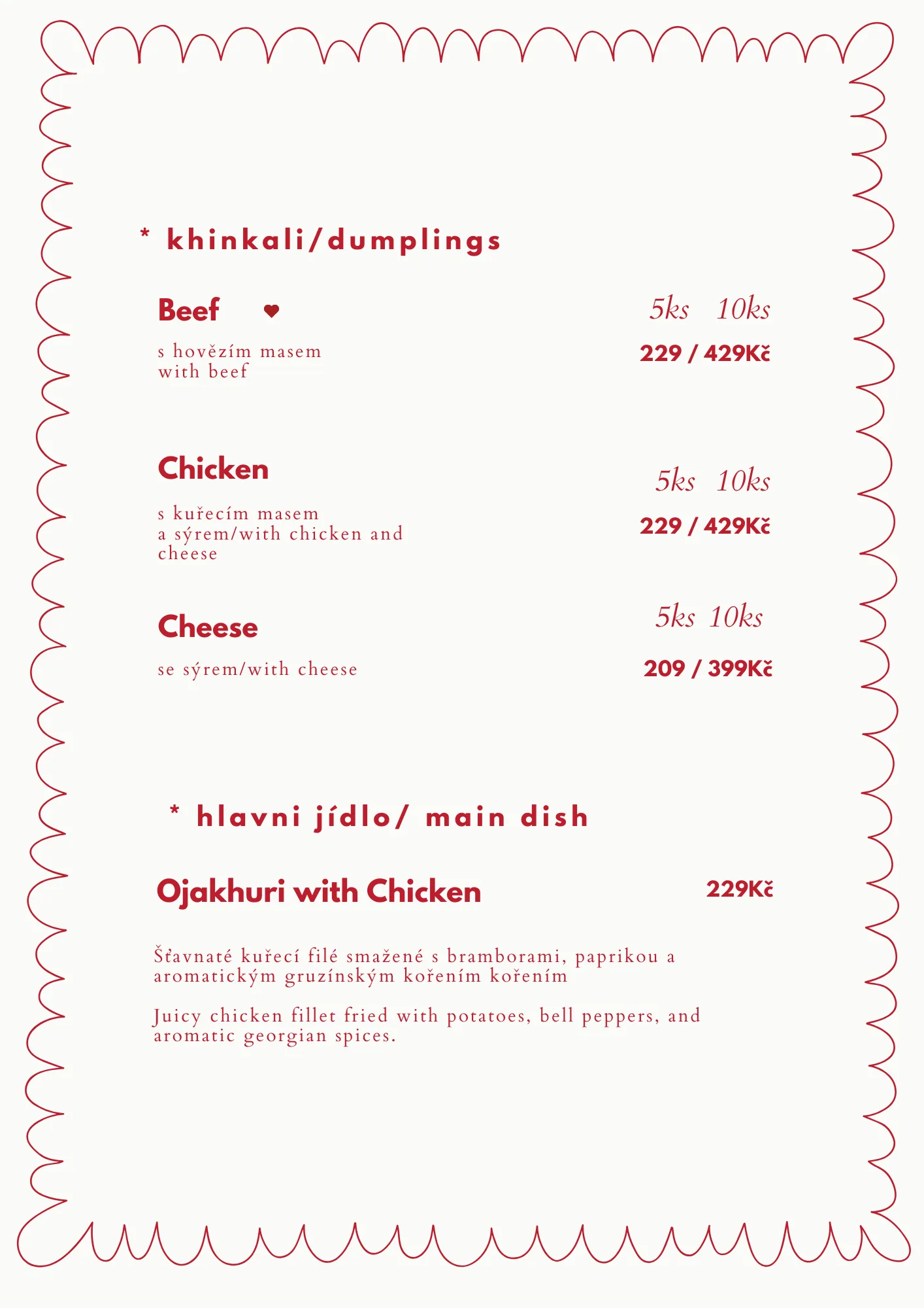 Původní menu plakát MATOKA číslo 3