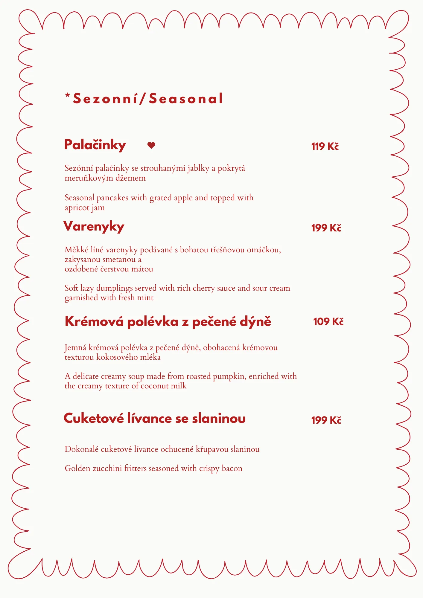 Původní menu plakát MATOKA číslo 6
